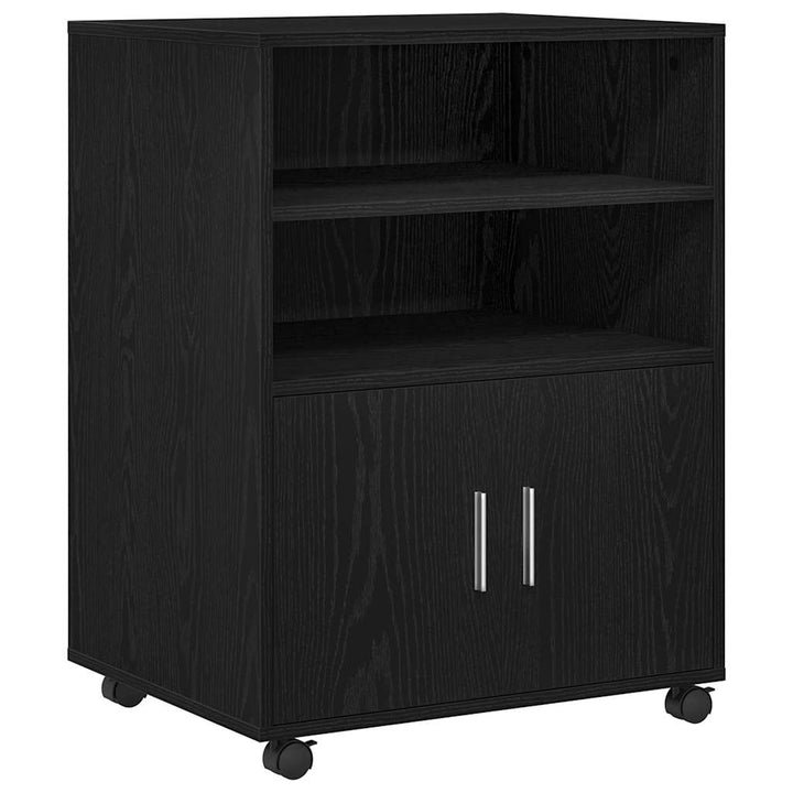 Kabinet med hylde med hjul med dør Sort eg 60 x 48 x 74.5 cm