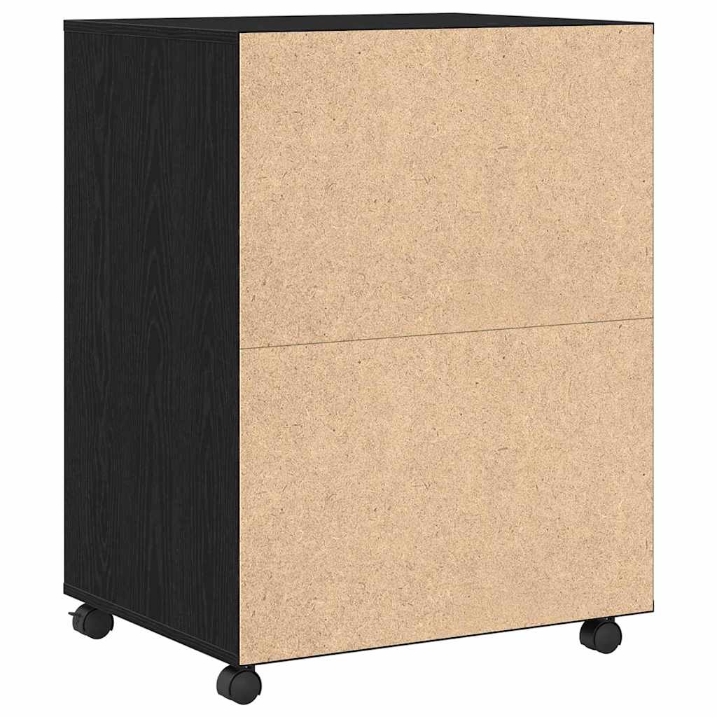 Kabinet med hylde med hjul med dør Sort eg 60 x 48 x 74.5 cm