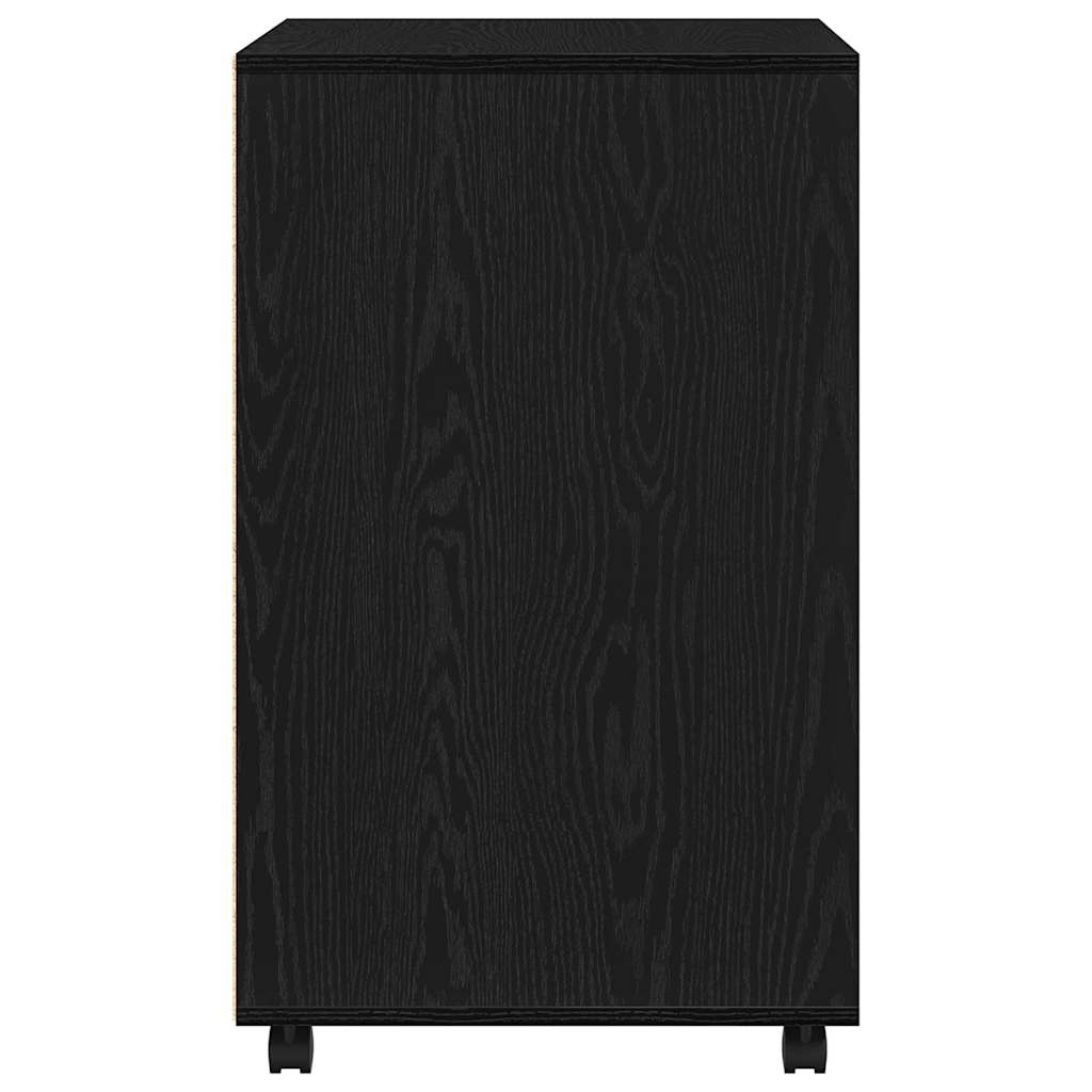 Kabinet med hylde med hjul med dør Sort eg 60 x 48 x 74.5 cm