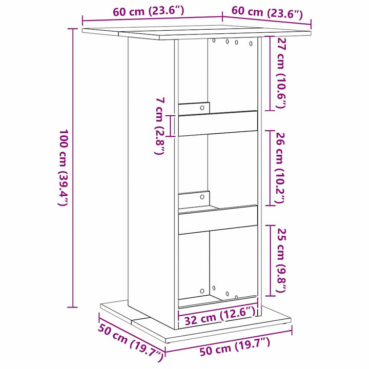 Barbord 60 x 60 x 100 cm Konstrueret træ Sort eg Rektangulær