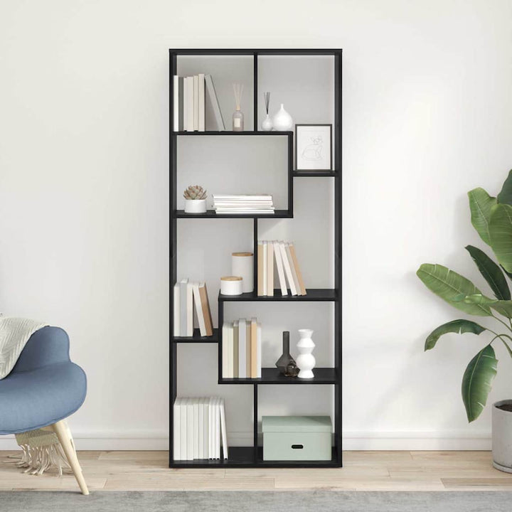 Bogskab 8 niveauer 67 x 25 x 162 cm Konstrueret træ Sort eg