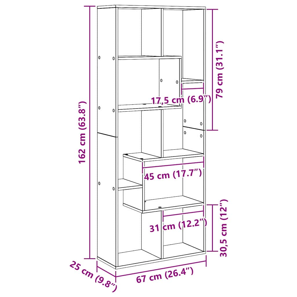 Bogskab Sort eg 67 x 25 x 162 cm Konstrueret træ