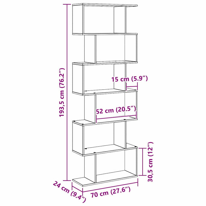 Bogskab Sort eg 70 x 24 x 193,5 cm Konstrueret træ