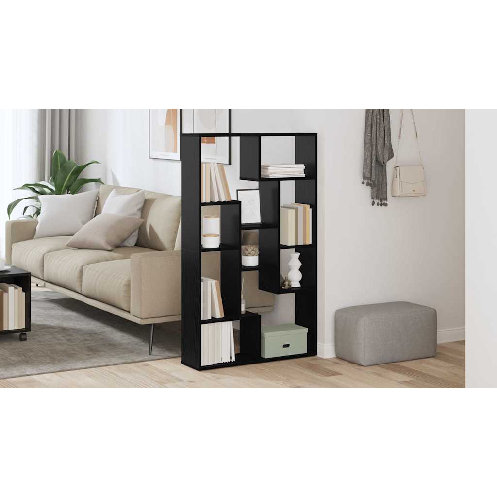 Bogskab 8 niveauer 72 x 20 x 120,5 cm Konstrueret træ Sort eg
