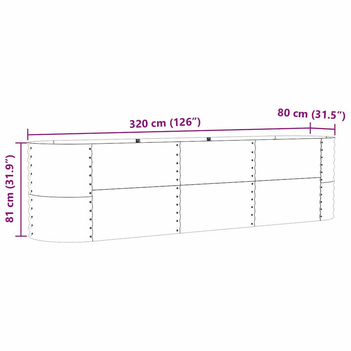 Hævet bed Grøn 320 x 80 x 81 cm Stål