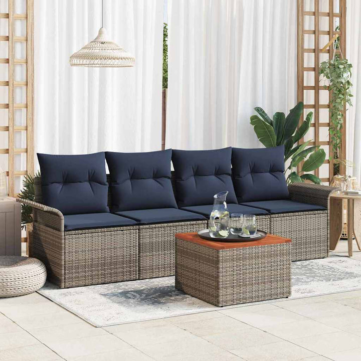 Havesofa Sæt 5 stk. Grå polyrattan