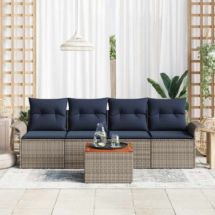 Havesofa Sæt 5 stk. Grå polyrattan