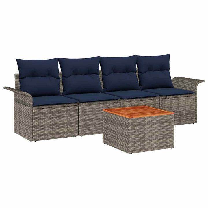Havesofa Sæt 5 stk. Grå polyrattan