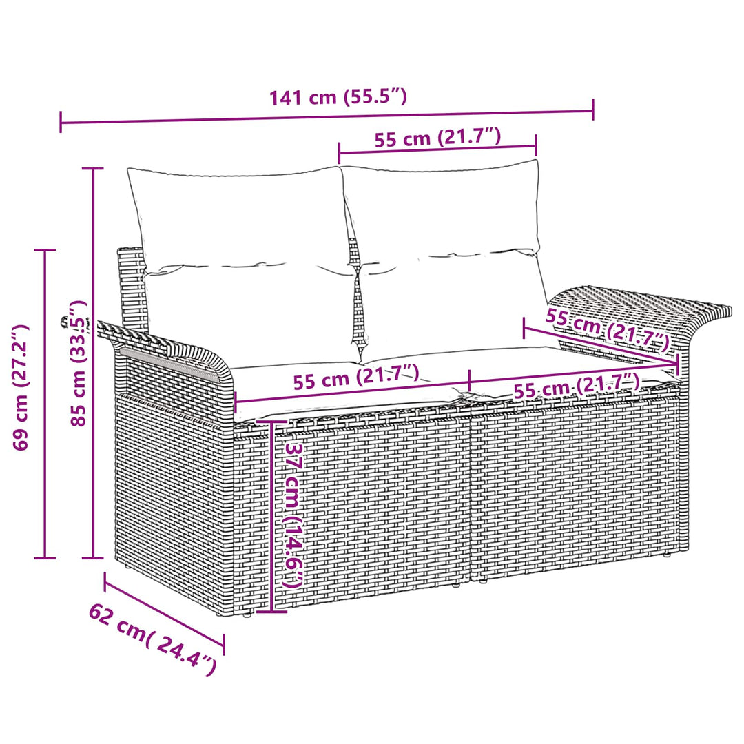 Havesofa Sæt 5 stk. Grå polyrattan