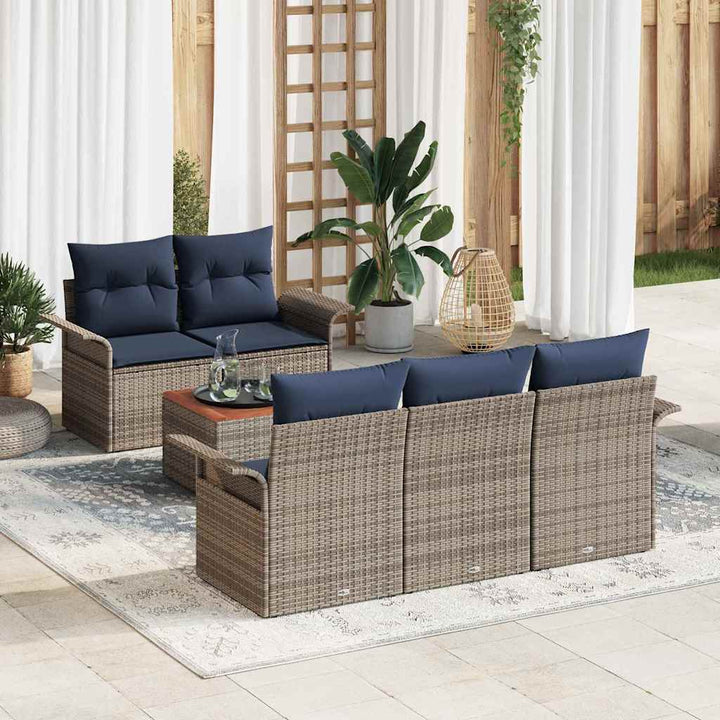Havesofa Sæt 6 stk. Grå polyrattan