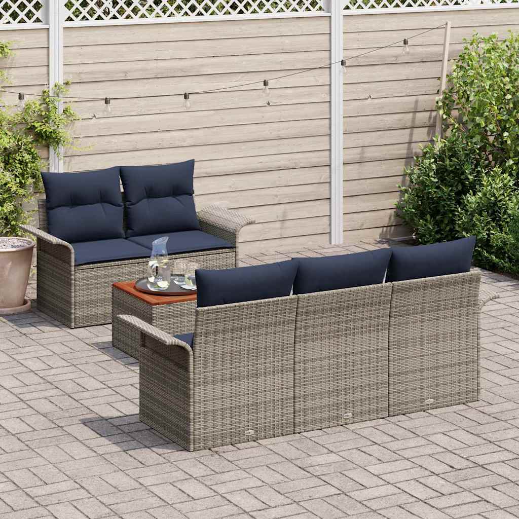 Havesofa Sæt 6 stk. Grå polyrattan
