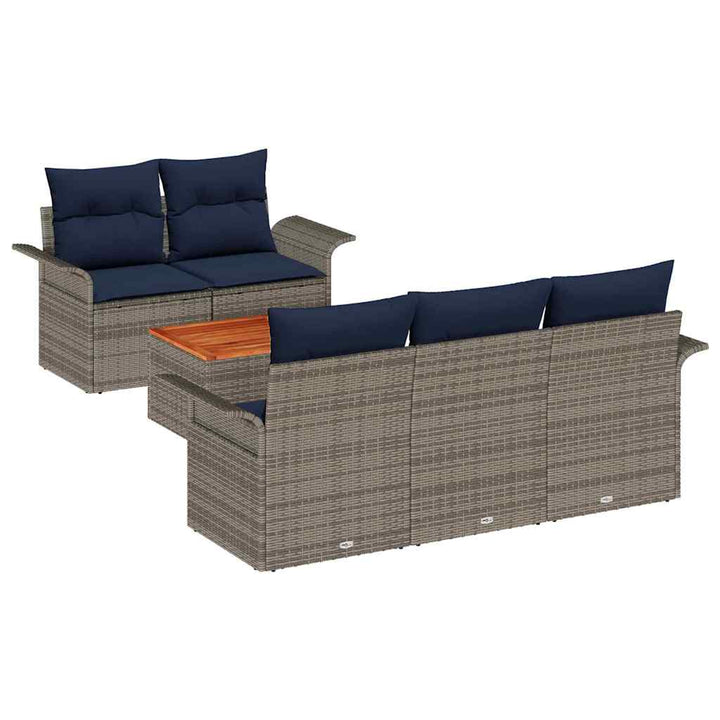 Havesofa Sæt 6 stk. Grå polyrattan