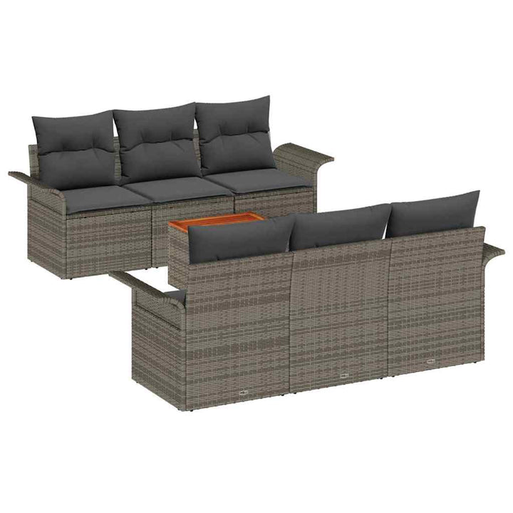 Havesofa Sæt med pude 7 pcs Grå polyrattan