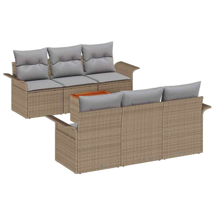 Havesofa Sæt med pude 7 pcs Beige polyrattan