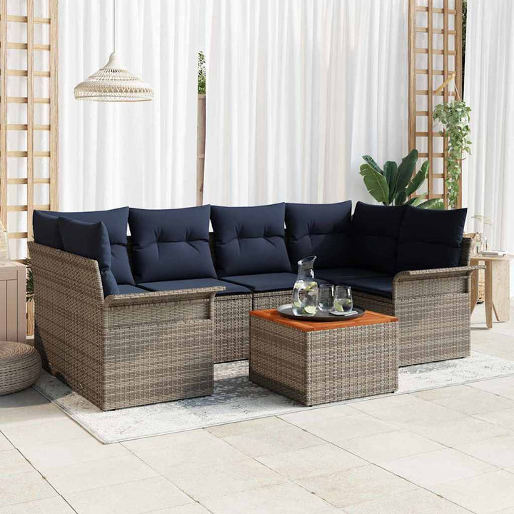 Havesofa Sæt 7 stk. Grå polyrattan