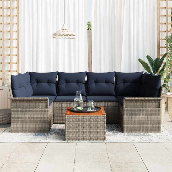 Havesofa Sæt 7 stk. Grå polyrattan