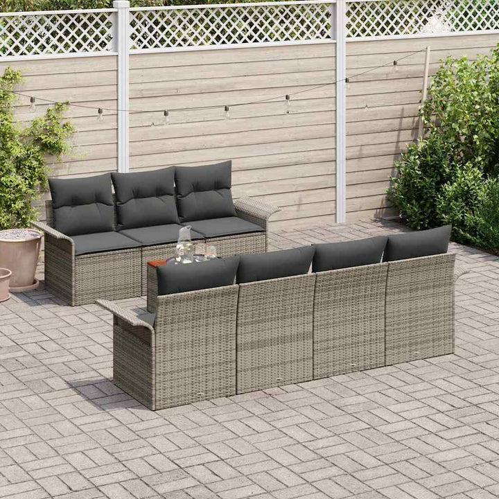 Havesofa Sæt med pude 8 pcs Grå polyrattan