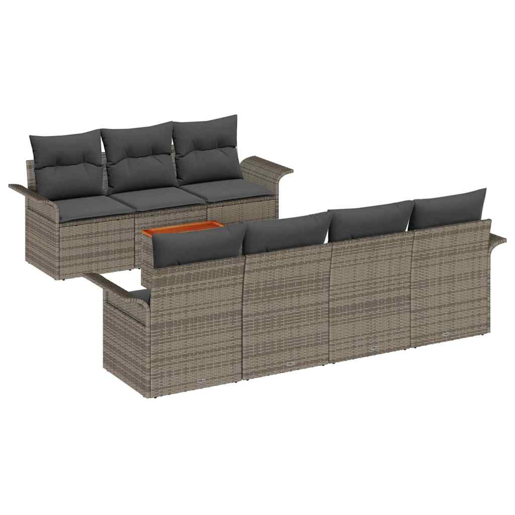 Havesofa Sæt med pude 8 pcs Grå polyrattan
