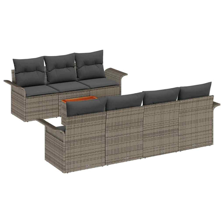 Havesofa Sæt med pude 8 pcs Grå polyrattan