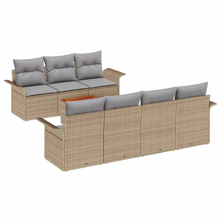 Havesofa Sæt med pude 8 pcs Beige polyrattan