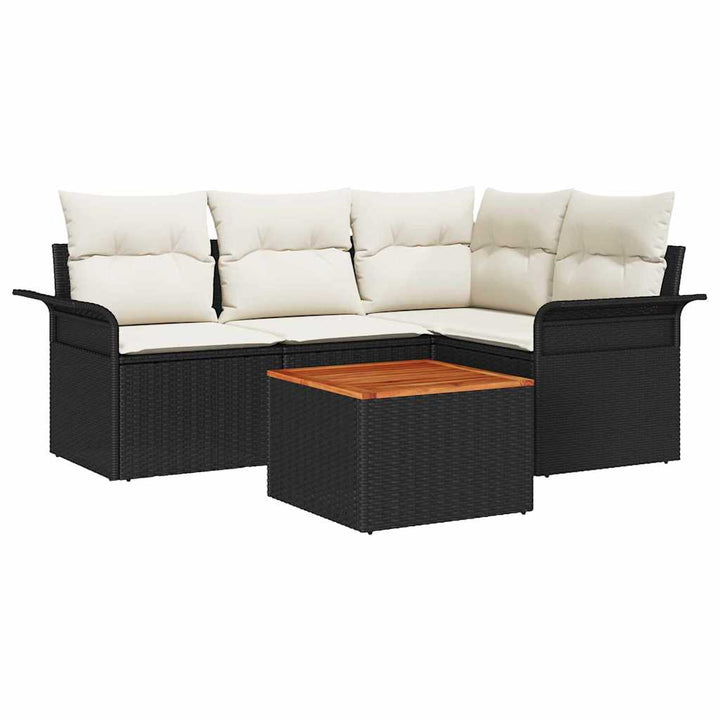 Havesofa Sæt 5 stk. Sort polyrattan
