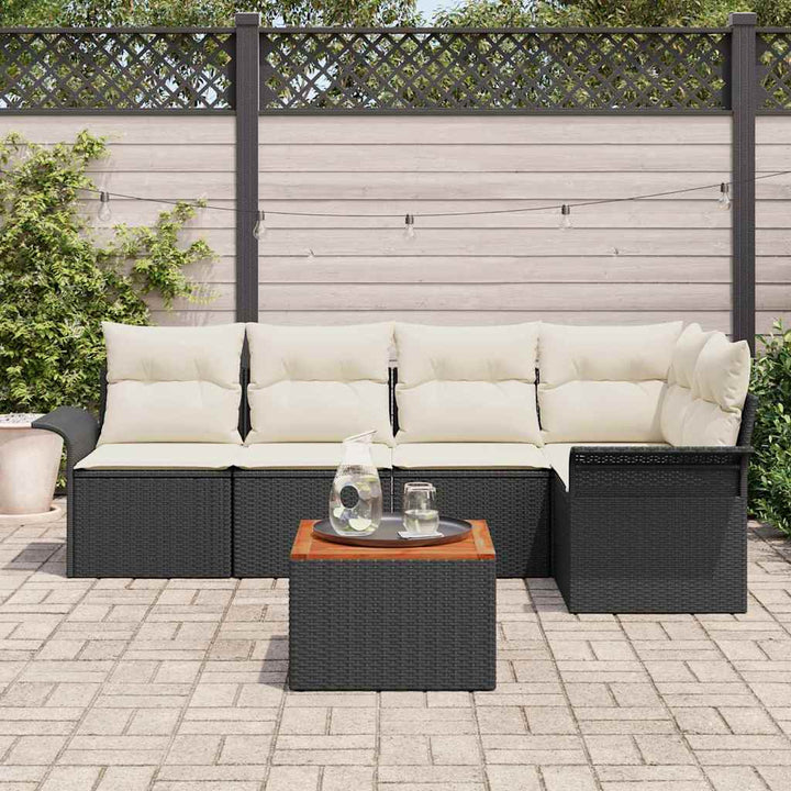 Havesofa Sæt 6 stk. Sort polyrattan