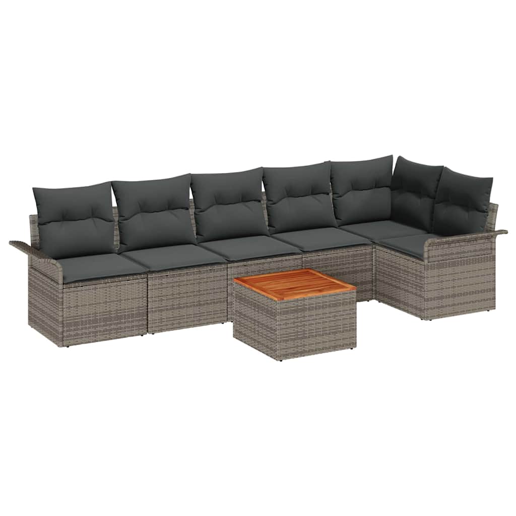 Havesofa Sæt med pude 7 pcs Grå polyrattan