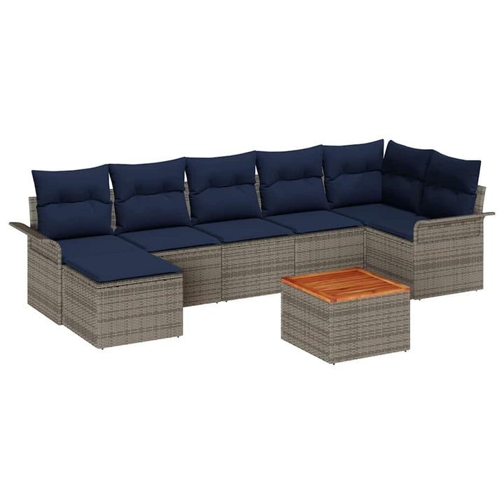 Havesofa Sæt med pude 8 pcs Grå polyrattan
