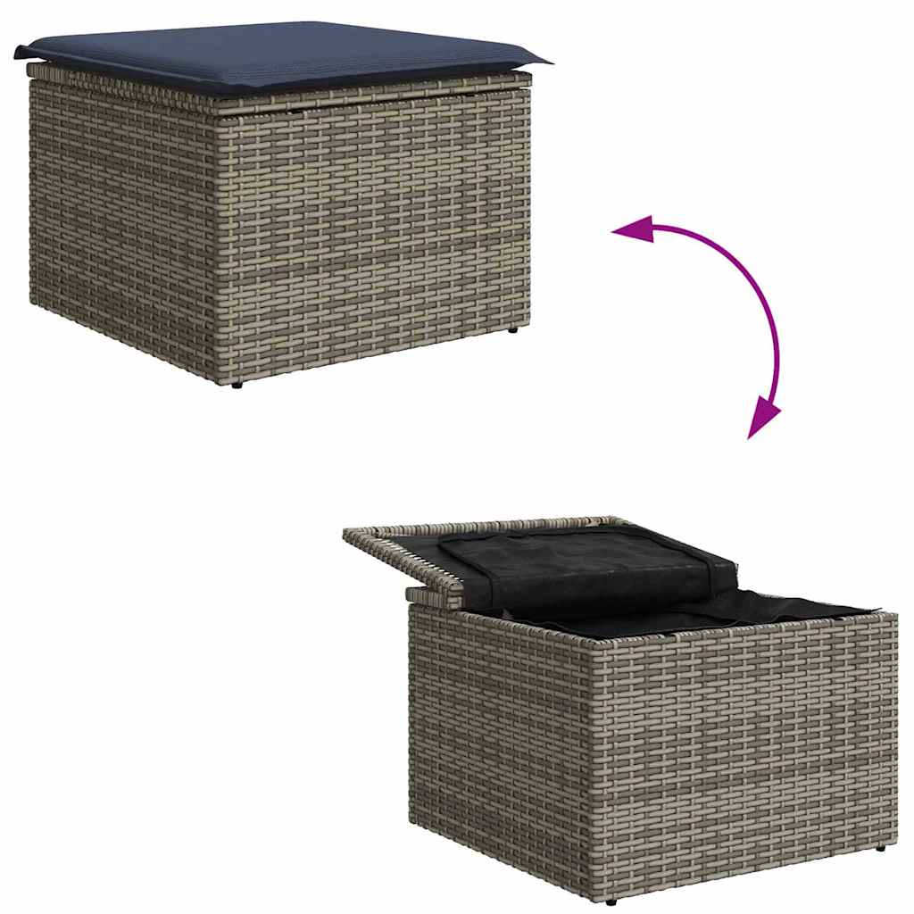 Havesofa Sæt med pude 8 pcs Grå polyrattan