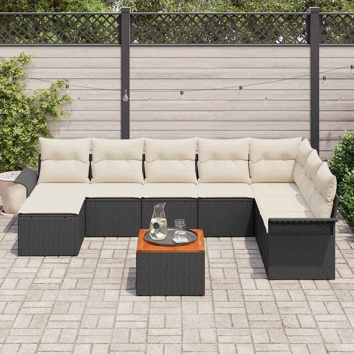 Havesofa Sæt 9 stk. Sort polyrattan