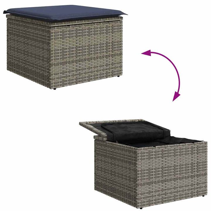 Havesofa Sæt med pude 9 pcs Grå polyrattan