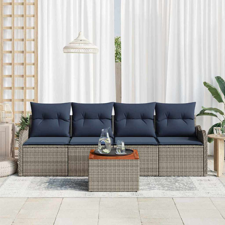 Havesofa Sæt 5 stk. Grå polyrattan
