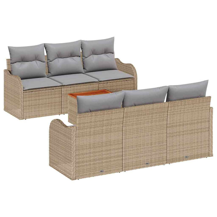 Havesofa Sæt med pude 7 pcs Beige polyrattan