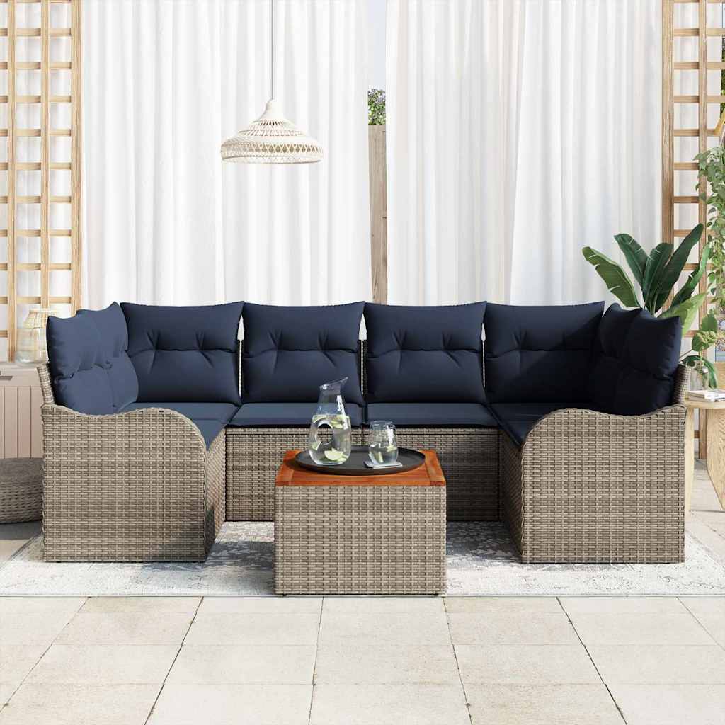 Havesofa Sæt 7 stk. Grå polyrattan