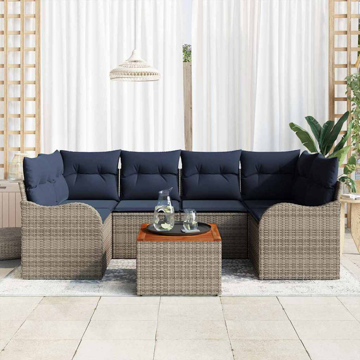 Havesofa Sæt 7 stk. Grå polyrattan