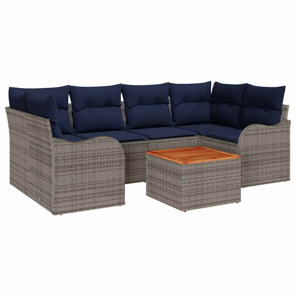 Havesofa Sæt 7 stk. Grå polyrattan