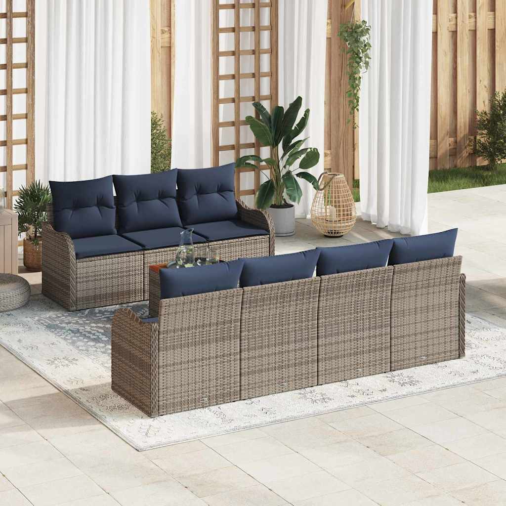 Havesofa Sæt 8 stk. Grå polyrattan