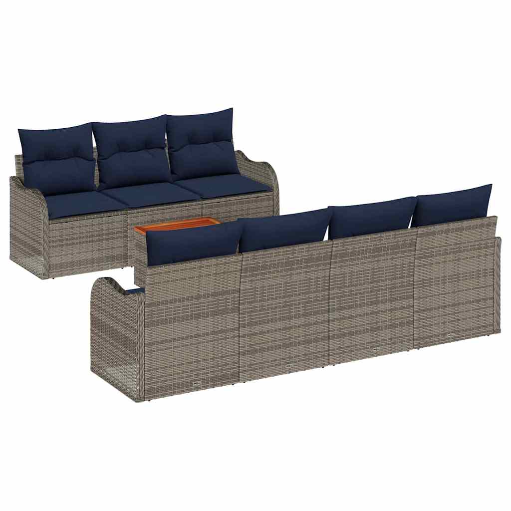 Havesofa Sæt 8 stk. Grå polyrattan