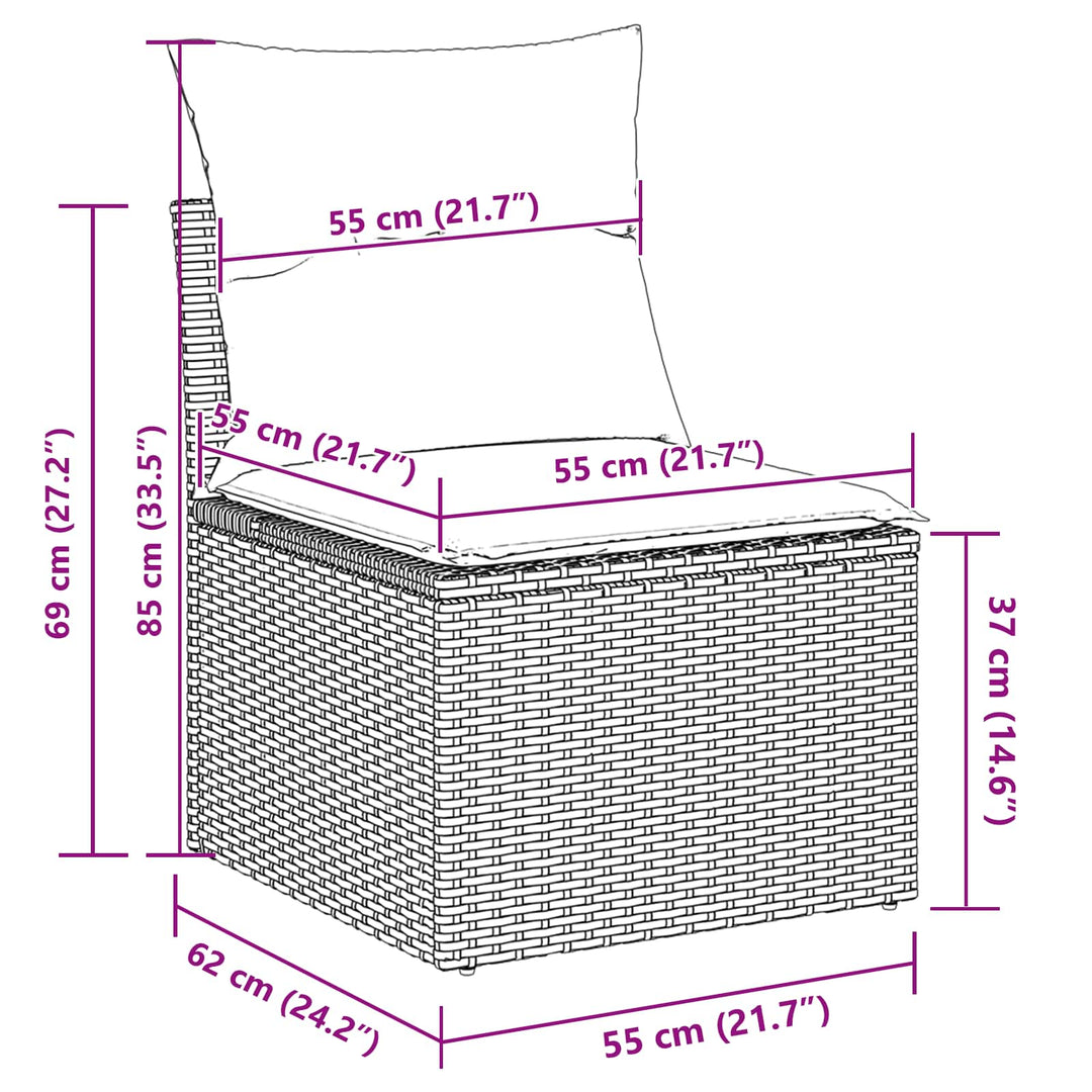 Havesofa Sæt 8 stk. Grå polyrattan