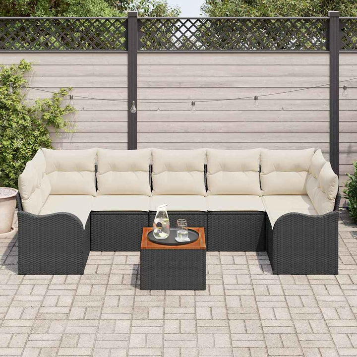 Havesofa Sæt 8 stk. Sort polyrattan