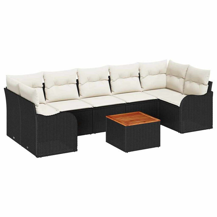 Havesofa Sæt 8 stk. Sort polyrattan