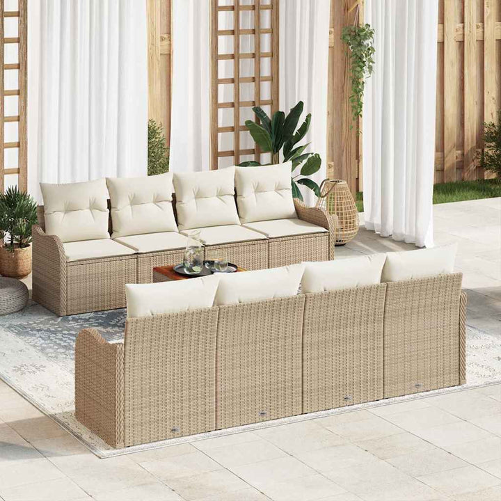Havesofa Sæt med pude 9 pcs Beige polyrattan
