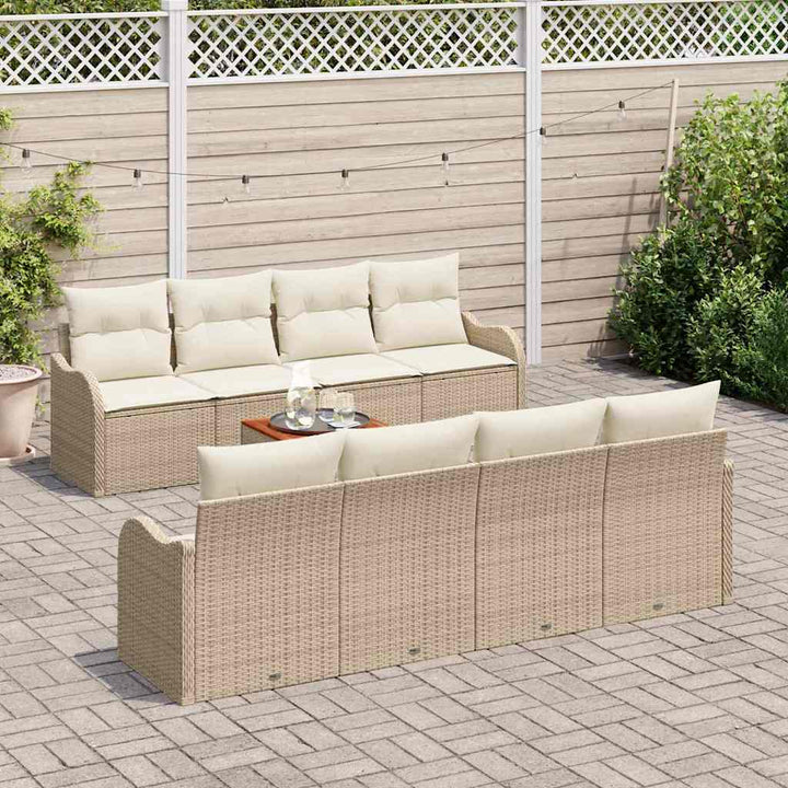 Havesofa Sæt med pude 9 pcs Beige polyrattan