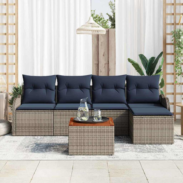 Havesofa Sæt 6 stk. Grå polyrattan