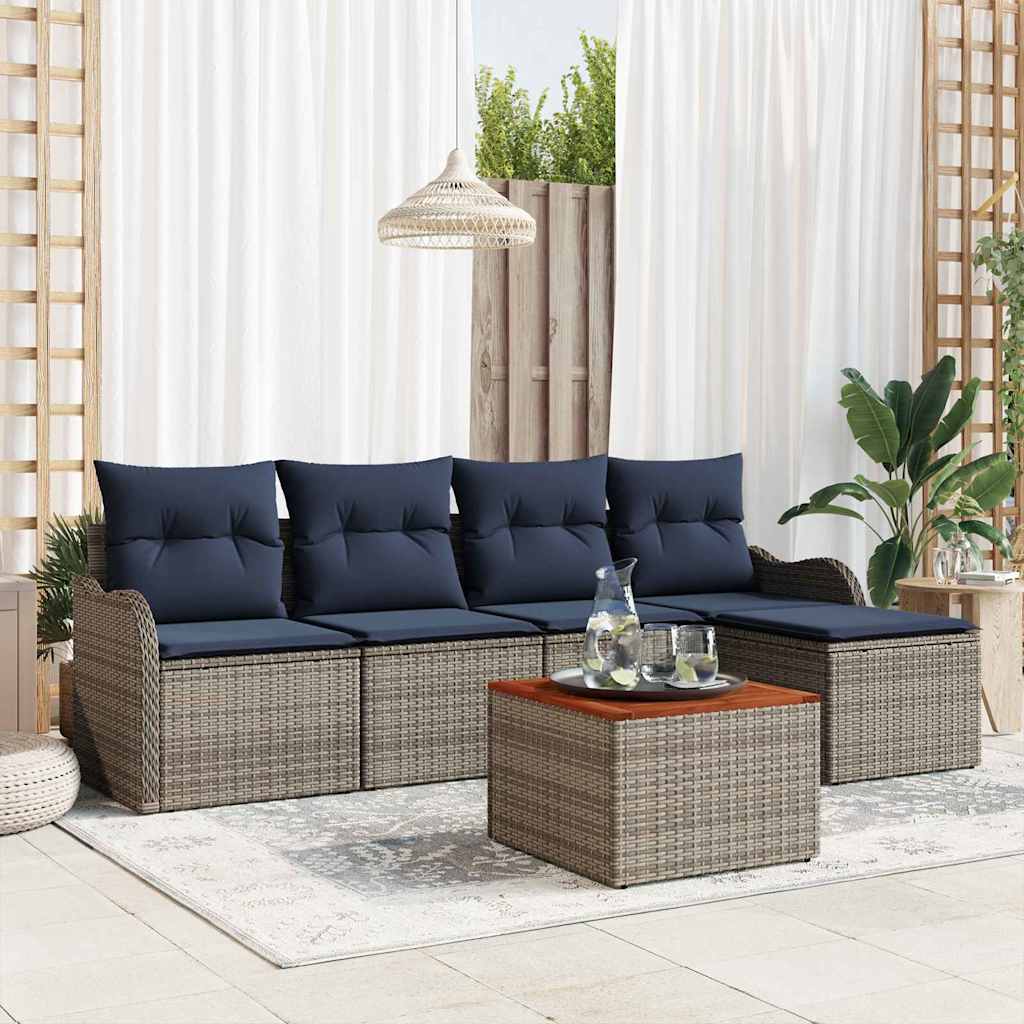 Havesofa Sæt 6 stk. Grå polyrattan