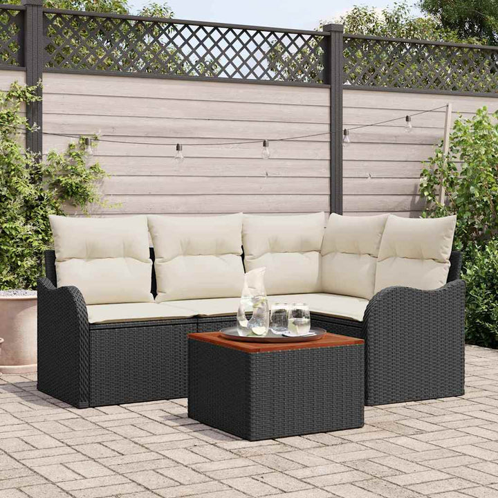 Havesofa Sæt 5 stk. Sort polyrattan