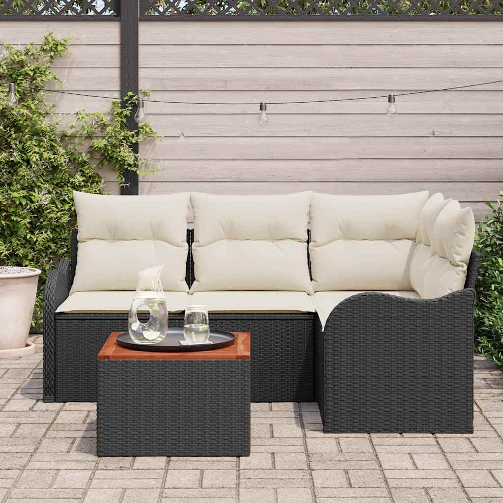 Havesofa Sæt 5 stk. Sort polyrattan