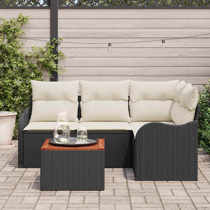 Havesofa Sæt 5 stk. Sort polyrattan