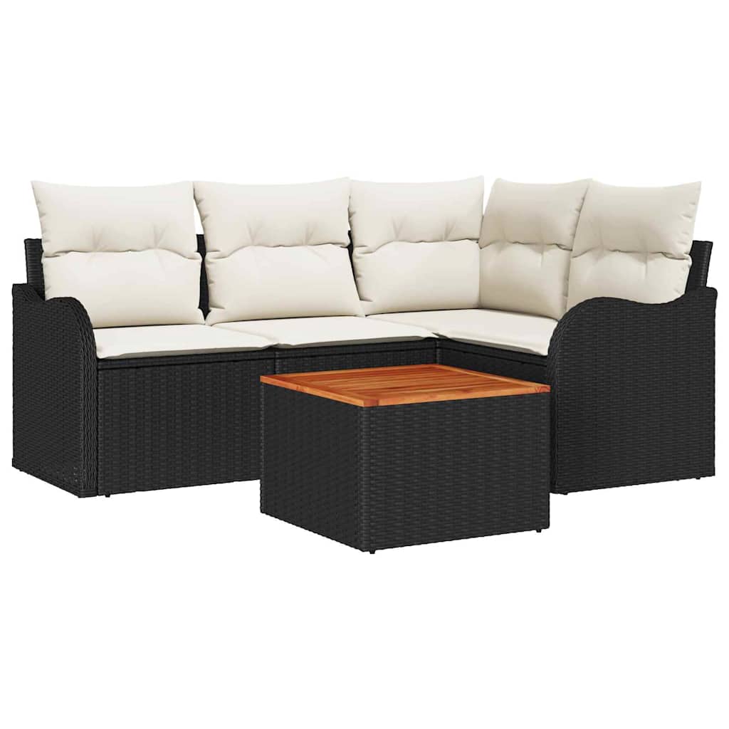 Havesofa Sæt 5 stk. Sort polyrattan