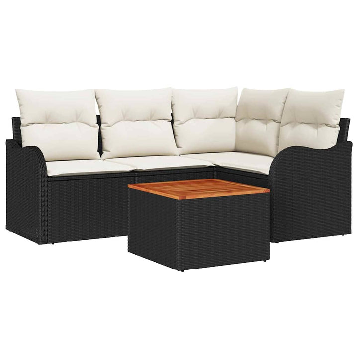 Havesofa Sæt 5 stk. Sort polyrattan